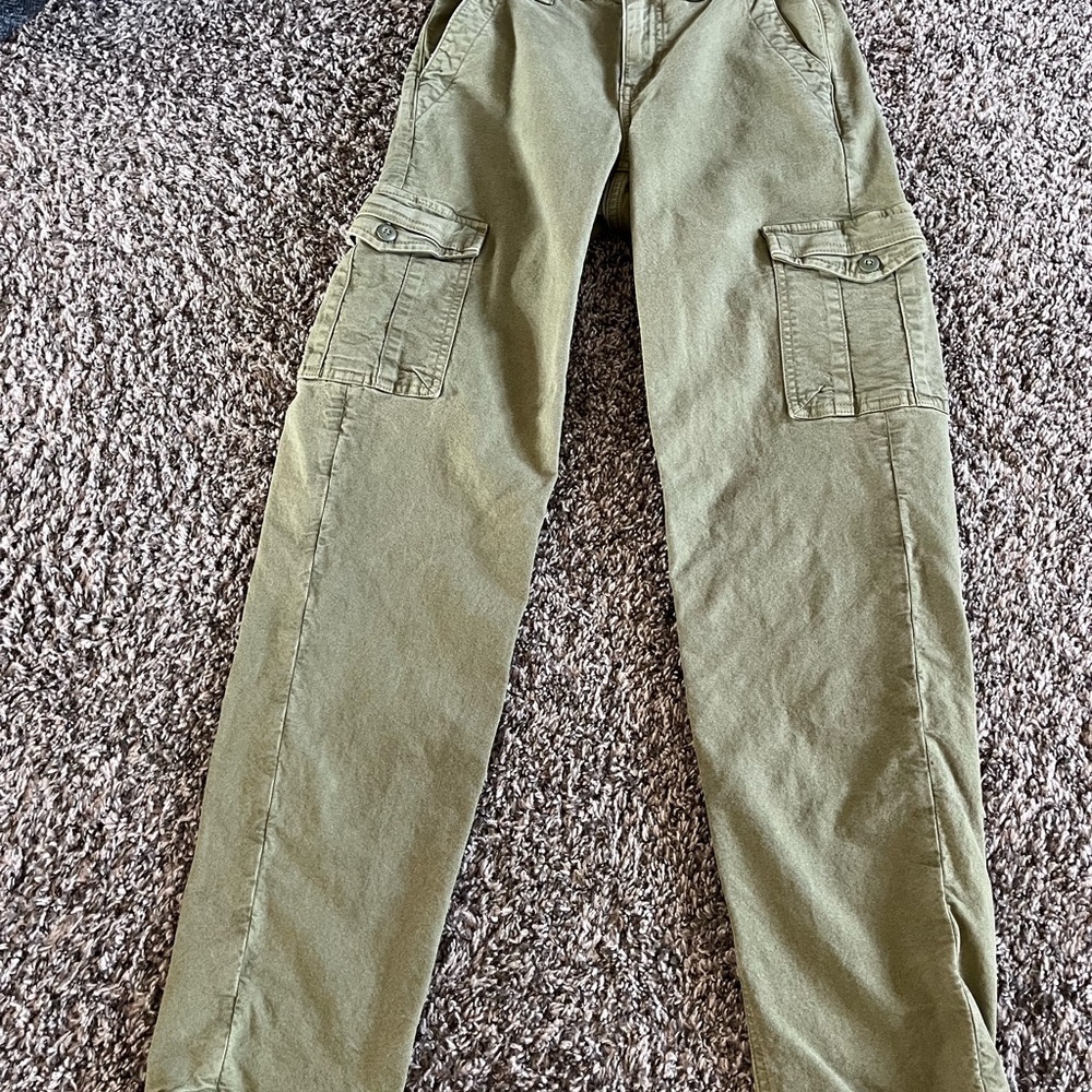 American Eagle Outfitters Green Cargo Jumpsuit with Relaxed Fit